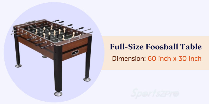 Full-size foosball table dimension