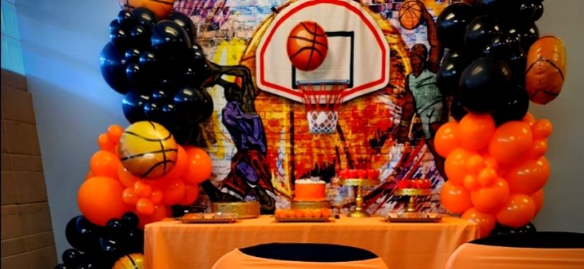 how to decorate basketball hoops for a party